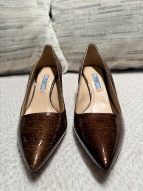 Prada Brown Animal Print- PVC Pointed Pumps